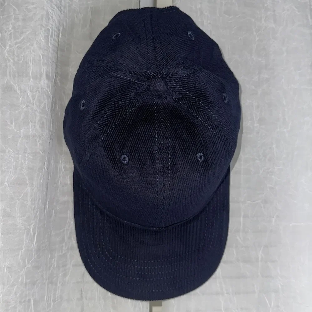 OFFLINE Navy Blue Corduroy Baseball Hat Cap Embroidered Light Blue Logo